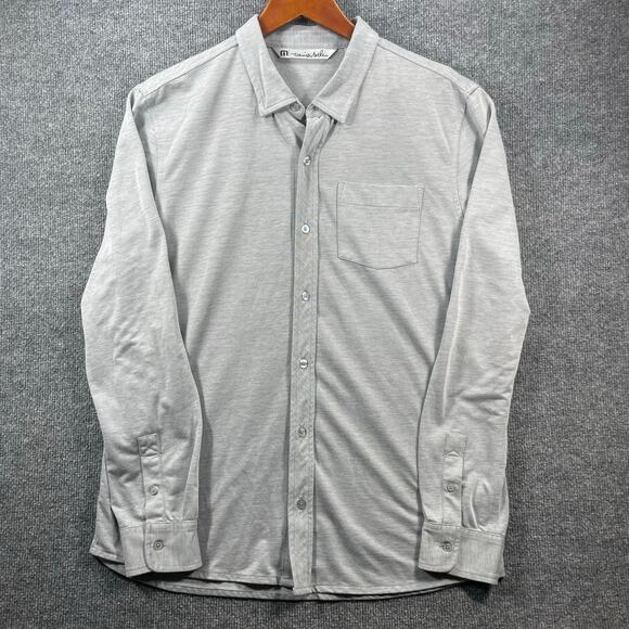 Travis Mathew Button Down OU Golf Shirt Men's Large Gray Long Sleeve Stretch - Picture 1 of 12
